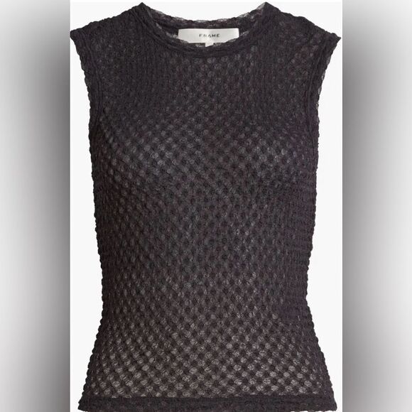 FRAME NWT Sleeveless Mesh Top in Navy Size Medium - Picture 5 of 7